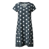 Haljine za žensku Ležerne prilike Lape Polka Dot Print Colorblock kratki rukovi V-izrez Žene Fals Fashion Grey 3xl