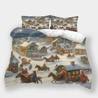 3D Duvet Cover odijelo crtane figure prekrivene božićne životinje snježni kućni dekor krevet pokriva