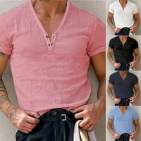 Muškarci Ležerne prilike Henley Crck Plain Majica kratkih rukava mišićna košulja TOP bluza
