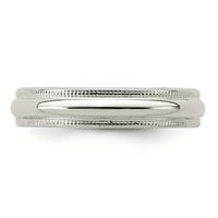Karat u karatsu sterling srebrni široki bend pola okrugli milgrain prsten veličine -11.5