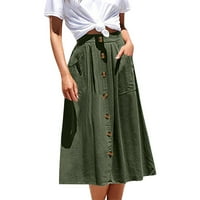 Desk suknje Žene Dugo dugme Pocket suknja Čvrsta boja High Sheist Moda Ležerne prilike Line suknje kovertne
