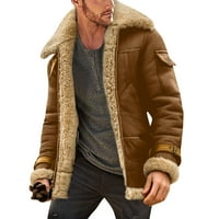 Muškarci plus veličina zimski kaput rever ovratnik dugih rukava kožna jakna vintage zgušnjava kaput