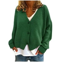 Charella žensko dugme Čvrsta boja pletena džemper kardigan jakna sa dugim rukavima zelena, xxxl