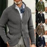 Modni muškarci pleteni džemper postolje ovratnik slim kaput casual business bleir jakna