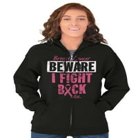 Čuvajte se borbeni natrag rak dojke ružičasto zip hoodie dukserice žene brisko brendovi