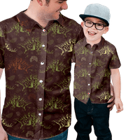 Muška havajska košulja za muškarce i dječake - Dinosaur Print Holiday Weather Majice za muškarce - Dugme