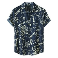 Muške majice Muškarci Havajska majica na plaži s kratkim rukavima Odštampani ljetni casunski gumb dolje