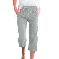 Clears Cropped pantalone modne žene casual pune boje elastične labave hlače ravno široke pantalone za