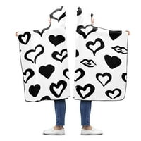 Black Hearts Bijeli nosivi kapuljači za odrasle djevojke dječake bacaju polarnu flisbom pokrivače