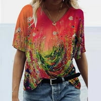 Ženska bluza, modni ženski ljetni tiskani kratki rukav V-izrez majica Casual Tee vrhovi