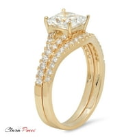 3. CT Princess Cut originalni kultivirani dijamant SI1-si G-H 18K žuti zlatni angažman vjenčani mladenci dizajnerski prsten BW set w kristalna strana kamenja veličine 4,5