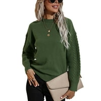 Ženska džemper sa posadom, modni pulover pulover u boji pleteni vrh za datum rada Kupovina crna, zelena,