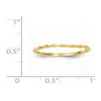 Čvrsti 14K žuti zlatni dijamantski rezan teksturni prsten za vjenčanicu - veličine 7