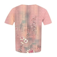 Tking Fashion Womens Ljeto Plus size Crewneck kratki rukav Na vrhu Labavog cvjetnog ispisa T košulje