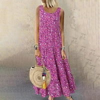Koaiezne ženske casual labave boemske cvjetne haljine sa džepovima bez rukava ljetna plaža
