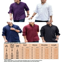 Beiwei muškarci vrhovi gumb dolje majice dugih rukava tunika majica casual bluza mens rever vrat Redovno