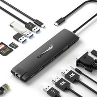 Lemorele 13-in- USB C čvorište sa 4k @ 30Hz HDMI izlaz USB 3. VGA RJ portovi Gbps Brzina prijenosa 100W