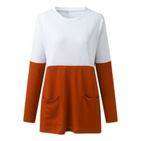 Vedolaj obrezani džemperi za žene casual turtleneck s prugama dugih rukava s prugaste rukom, narančasto