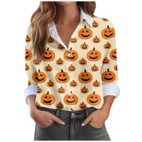 Bazyrey Novi dolasci Halloween džemperi za ženske bluze za bluzu za majicu Ispiši dugme dugih rukava