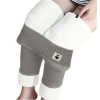 Termičke hlače za žene za zimsku udobnost Slim Fit Topla runa Ležerne duge hlače sa džepom, sivom bojom
