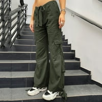Ženske vrećaste teretne hlače visokog struka Y2K ravne široke nogave hlače Ležerne prilike labave trendy