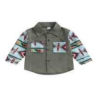 Eyicmarn Toddler Boy Jacket Vintage Geometric Print Casual Ladweight Corduroy jakna za novorođenčad
