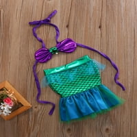MA & Baby Kids Baby Girls Dvodijelni sirena Shell Bull Halter Bikini vrhovi + tulle sirena kostim za