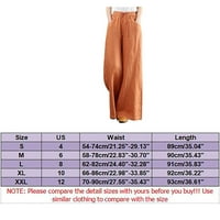 Ležerne pantalone za žene Žene Ljeto Visoko stručno posteljina Palazza hlače Široke noge Dugim salonim