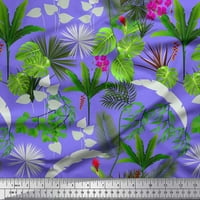 Soimoi Poly Georgette tkanina Orhideja, Palm & Monstera Tropical Print tkanina od dvorišta široko