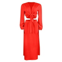 Plus veličina haljine za žene prevelike pune boje labave dugih rukava modna modna ramena dress dress
