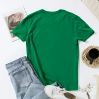 CETHRIO majice kratkih rukava za žene - St. Day Print Okrugli vrat Pulover Ležerne prilike kratkih rukava Bluza Green