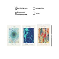 3-komadni putni plakat - retro ilustracija Print - London, New York, Tokio, Gradska energija, Aura -