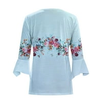 Ženski gumb Cardigan vrhovi bluze rukava Bluce Ljeto jesen modne casual majice V izrez Retro cvjetne
