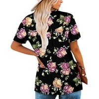 Lopecy-Sta ženski bluze i vrhovi Ležerne prilike Ležerne prilike ženske ljetne tunike Okrugli vrat Cvjetne