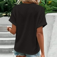 Ljetni vrhovi za žene Trendy V izrez Casual Loot Fit Short rukav Boho Top bluza Majica Solid Dailyward