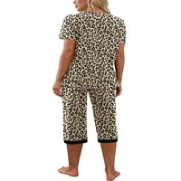 Karuedoo žene pidžame postavlja kratki rukav V-izrez za spavanje s kratkim rukavima sa Capri Hlače Ljeto