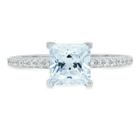 1.66ct princeza rez plavi simulirani dijamant 14k Bijelo zlato ugraviranje izjava bridalna godišnjica