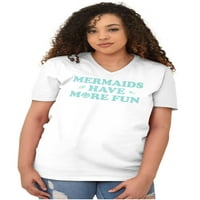 Mermaidi imaju zabavniju vibraciju na plaži V izrez T majica Tees Women Brisco Marke 2x