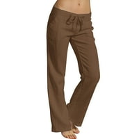 Ljetne ženske hlače za žene sa širokim ženskim hlačama čvrsto uređene pantalone sa džepovima