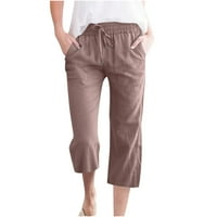 Mrat Wide Letwpanci za žene Ljeto Trendy Capris Fashion Dame Ležerne prilike pune boje elastične hlače