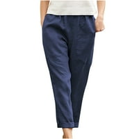 Levmjia ženske hlače Pamučna posteljina plus klirens elastične struke casual hlače od pune boje veliki
