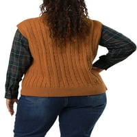 Agnes Orinda ženske plus veličine zimske odjeće V izrez čvrsti pleteni džemper prsluci