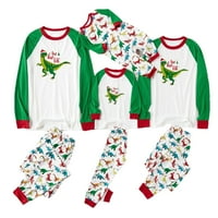 Cathery Božićna porodica koja odgovara pidžami postavljena zelena dinosaur Print PJs Sleep odjeća za