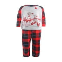 Peyakidsaa božićni roditelj-dječji pidžami, crtani vilk ispisani + elastični pantalone svečane spavaće