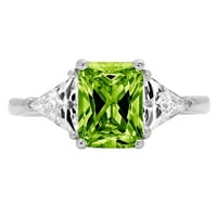 2. CT Sjajni smaragdni rez prozirni simulirani dijamant 18k bijelo zlato tromjesečni prsten sz 10,25