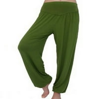 WRCNOTE DAMIES harem pant visoki struk joga hlače široka noga hipi pantalona sport duga aktivna odjeća indijska dna vojska zelena xxl