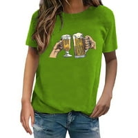 Lroplie Wemens Tops Modni trend tiskani okrugli vrat Majica kratkih rukava Top majice za žene Green