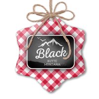 Ornament tiskane jednostrane planine Chalkboard Crna Butte - Montana Christmas Neonblond