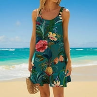 Gotyou ženski leptir tisak Maxi haljine casual naleted camisole elastična vrata za sunčanje plaža lagana