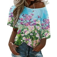 Ženska majica Prozračna ulična odjeća Labavi plus veličina cvjetne tiskane dame za odmor modne slobodno